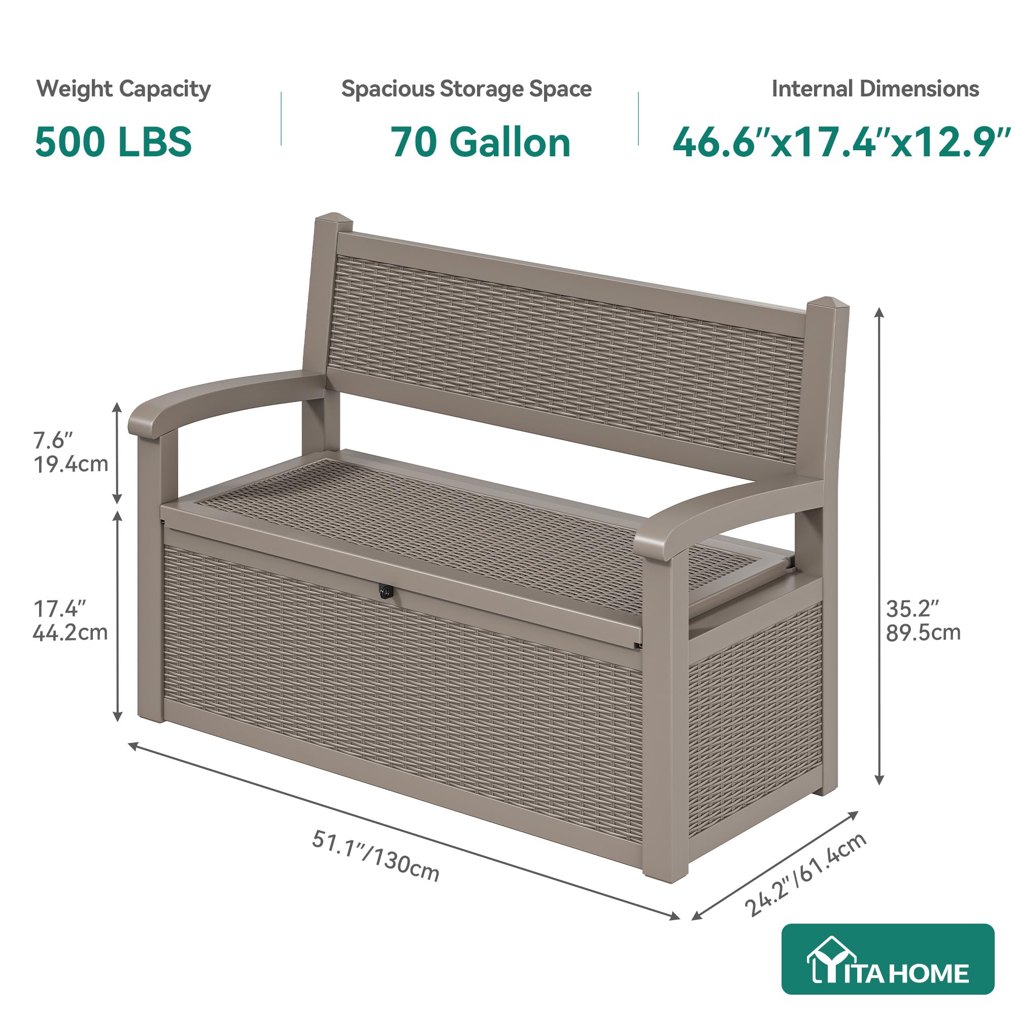 YITAHOME rattan finish deck bench blending with outdoor décor for a stylish look.