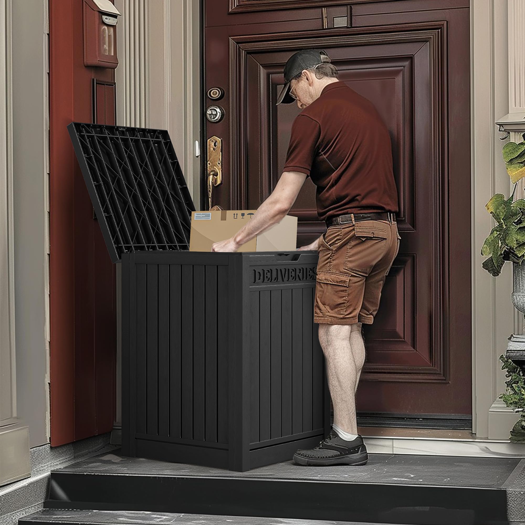 Porch-curbside setup shown with the YITAHOME deck box