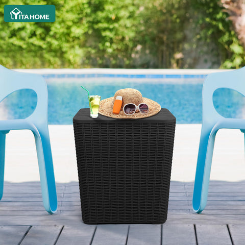 YITAHOME resin rattan side table showing waterproof finish ideal for outdoor use