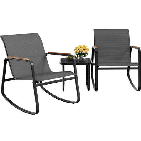 YITAHOME rocking-bistro-set with wooden armrests for comfortable outdoor seating.
