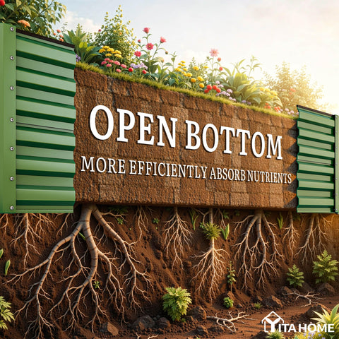 YITAHOME safety-edge rubber strip highlights kid-friendly garden use.