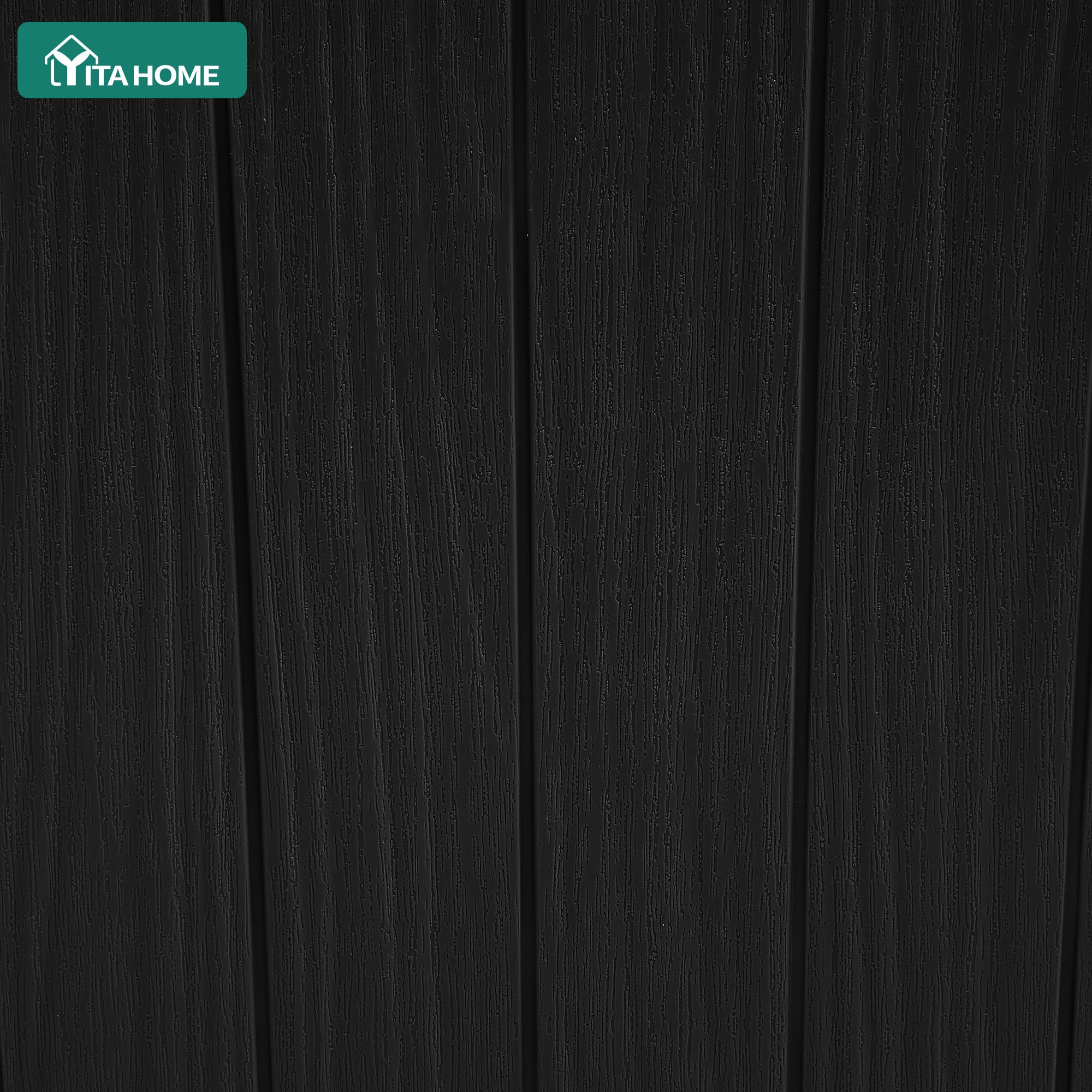 YITAHOME black patio table offers organized outdoor storage.