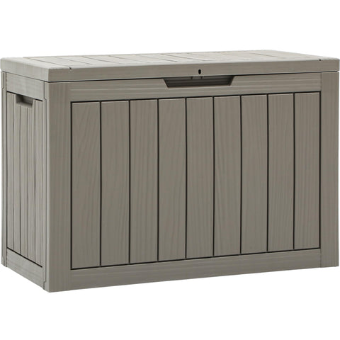 YITAHOME weatherproof brown deck box keeps items dry with minimal maintenance.