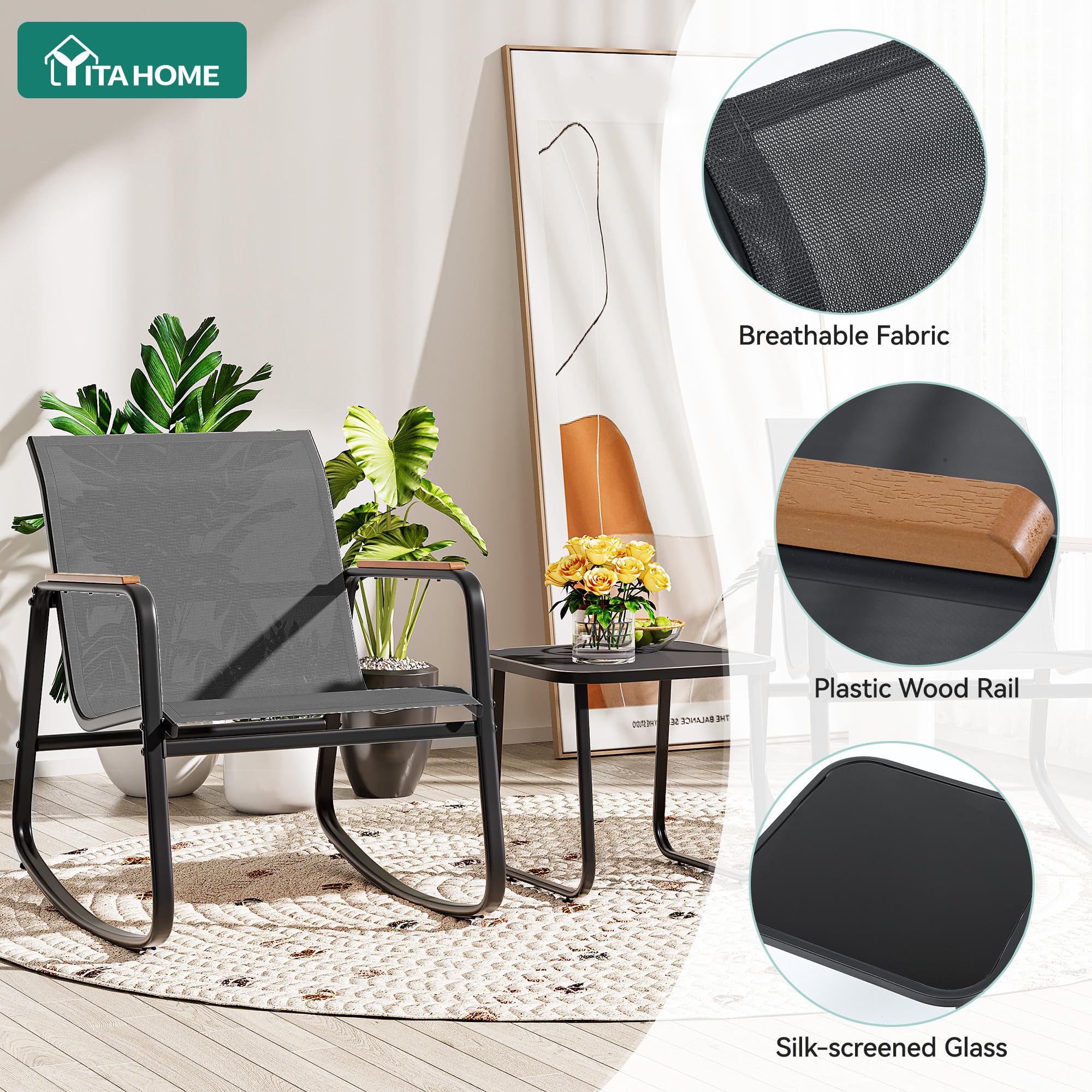 YITAHOME tear-resistant fabric seat provides durable outdoor seating.