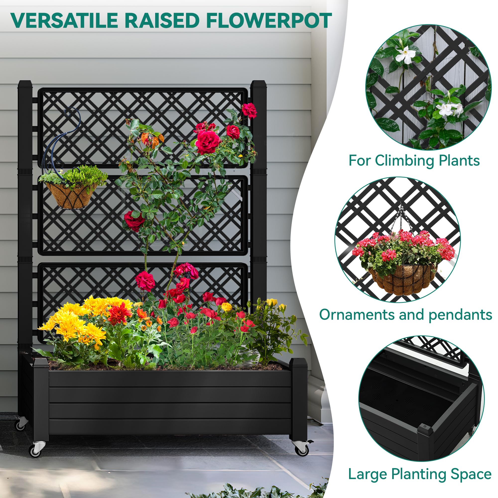 YITAHOME trellis-height-61in supports climbing plants with elegant vertical growth.