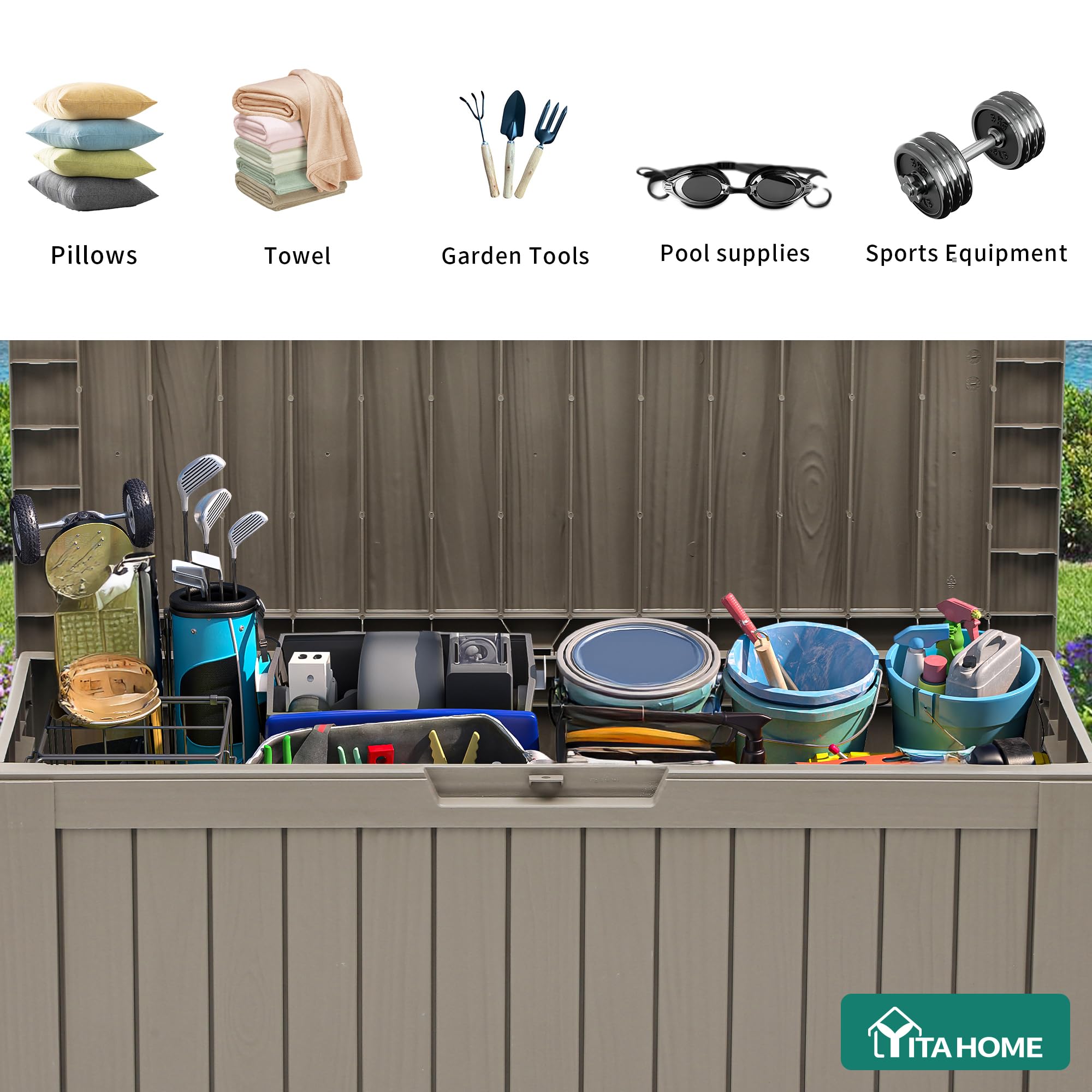 YITAHOME weather-resistant resin construction withstands rain and sun.