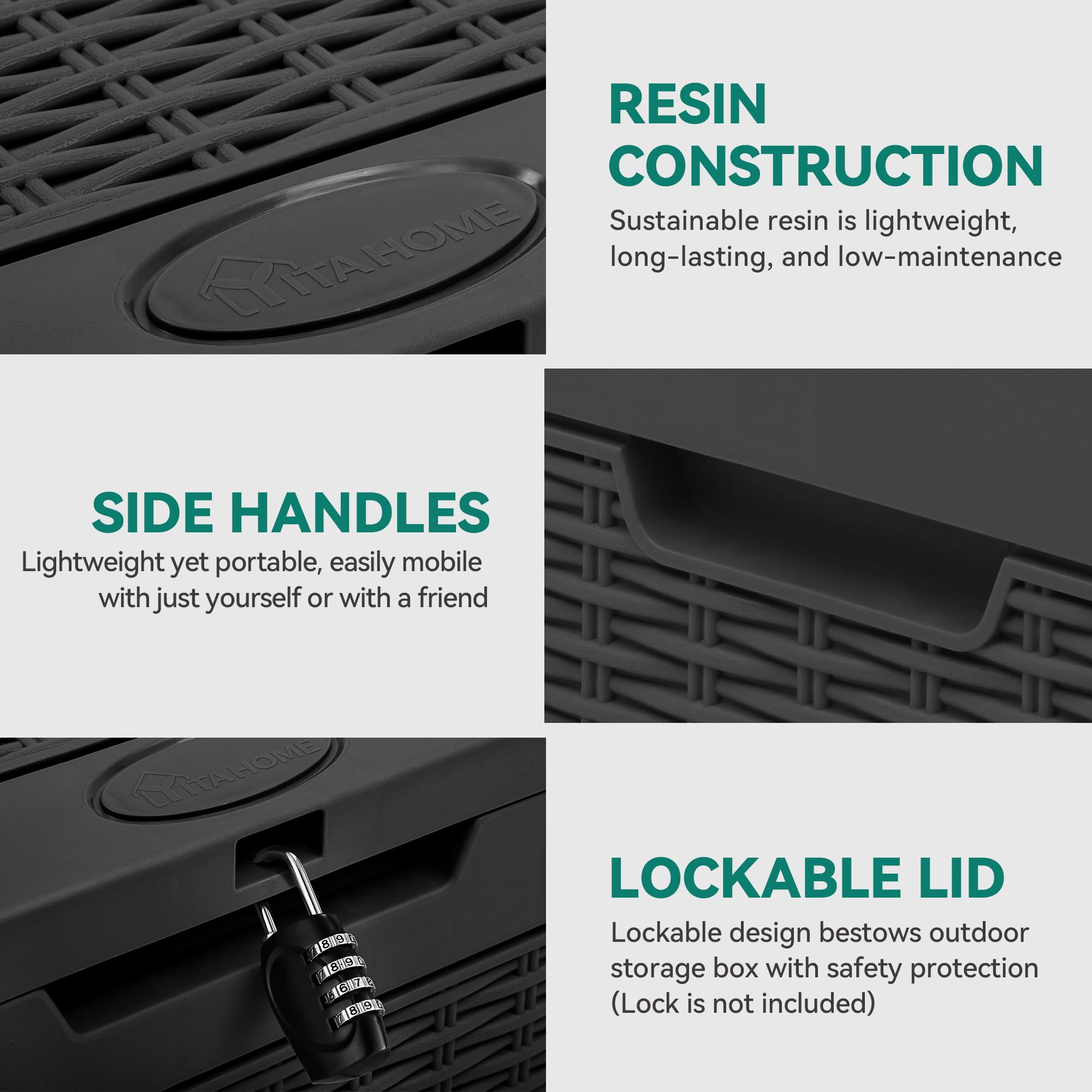 YITAHOME weatherproof poly resin material on deck box
