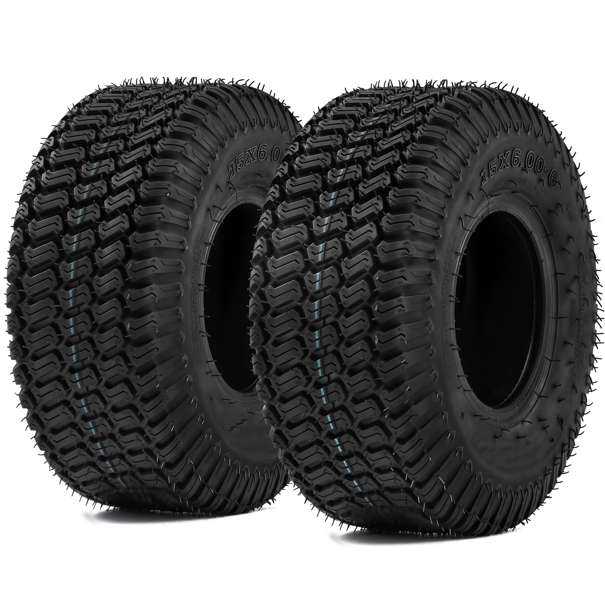 YITAMOTOR 15x6-6 turf tread close-up showing lawn protection.