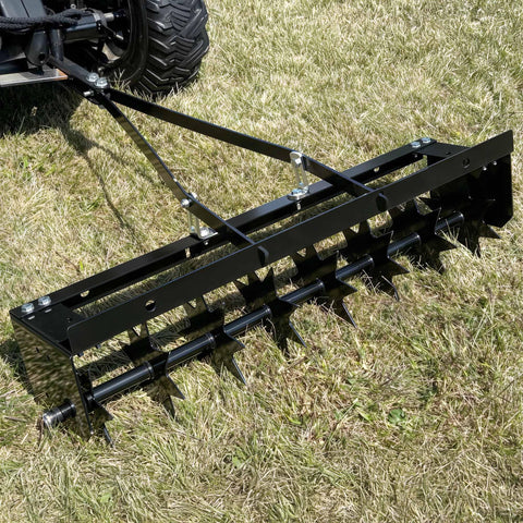 YITAMOTOR 32-inch tow spike aerator front view suitable for deep soil aeration