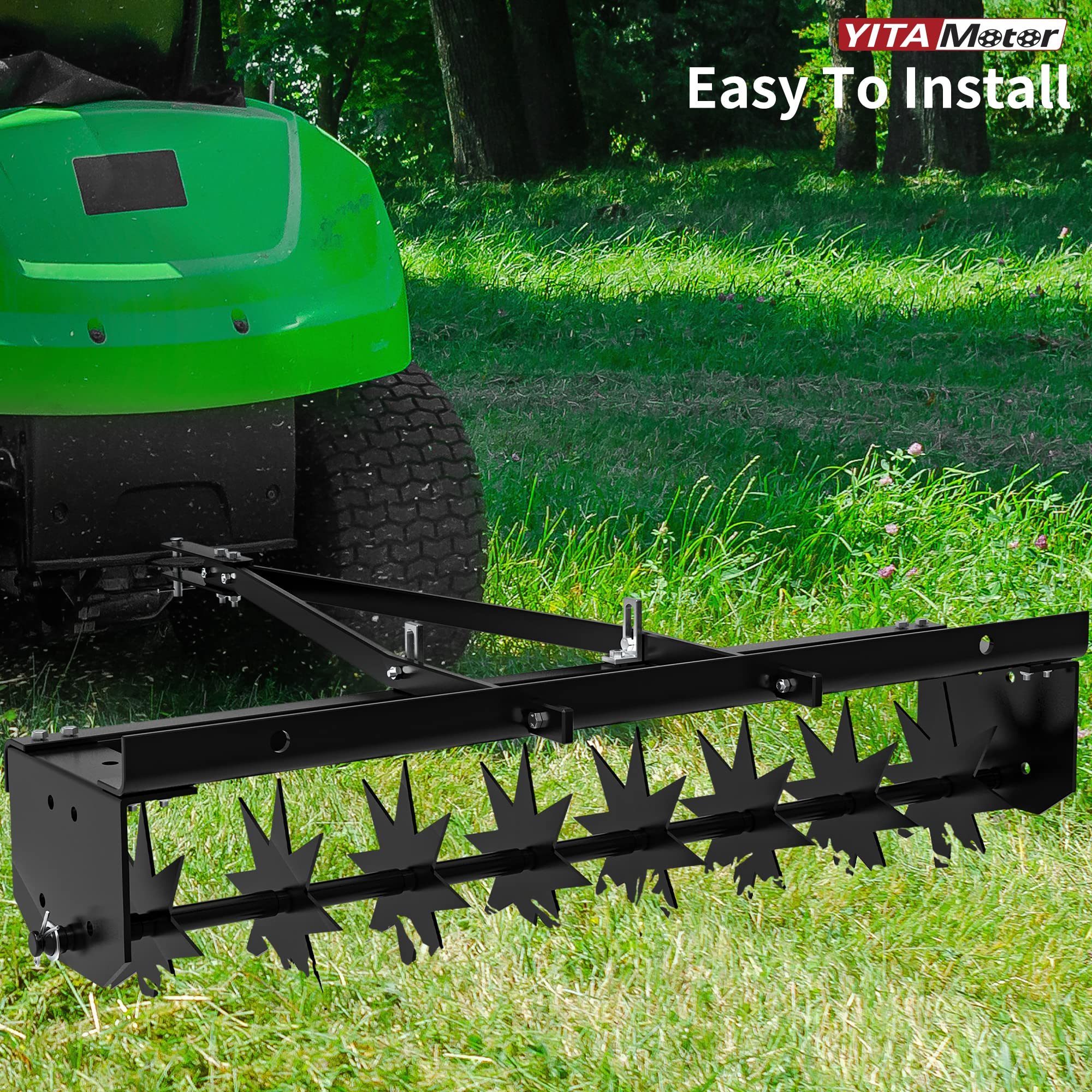 YITAMOTOR 32-inch aerator ready for precise soil aeration