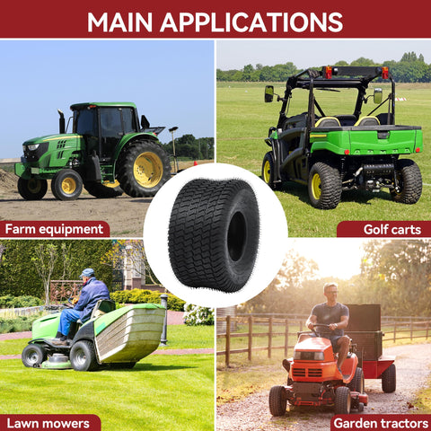 Compatibility shot with multiple equipment types including mowers and golf carts.