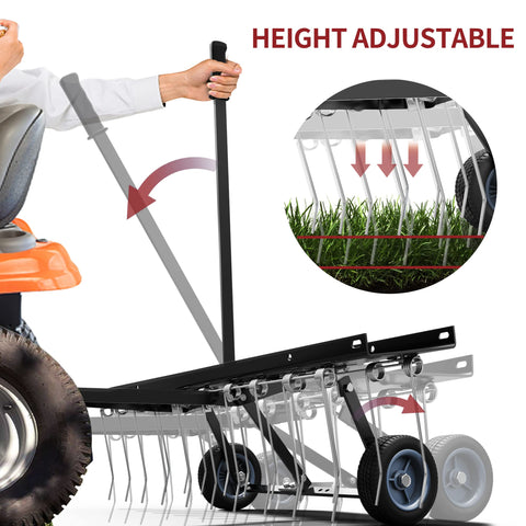 YITAMOTOR lift handle enables quick height changes for efficient dethatching