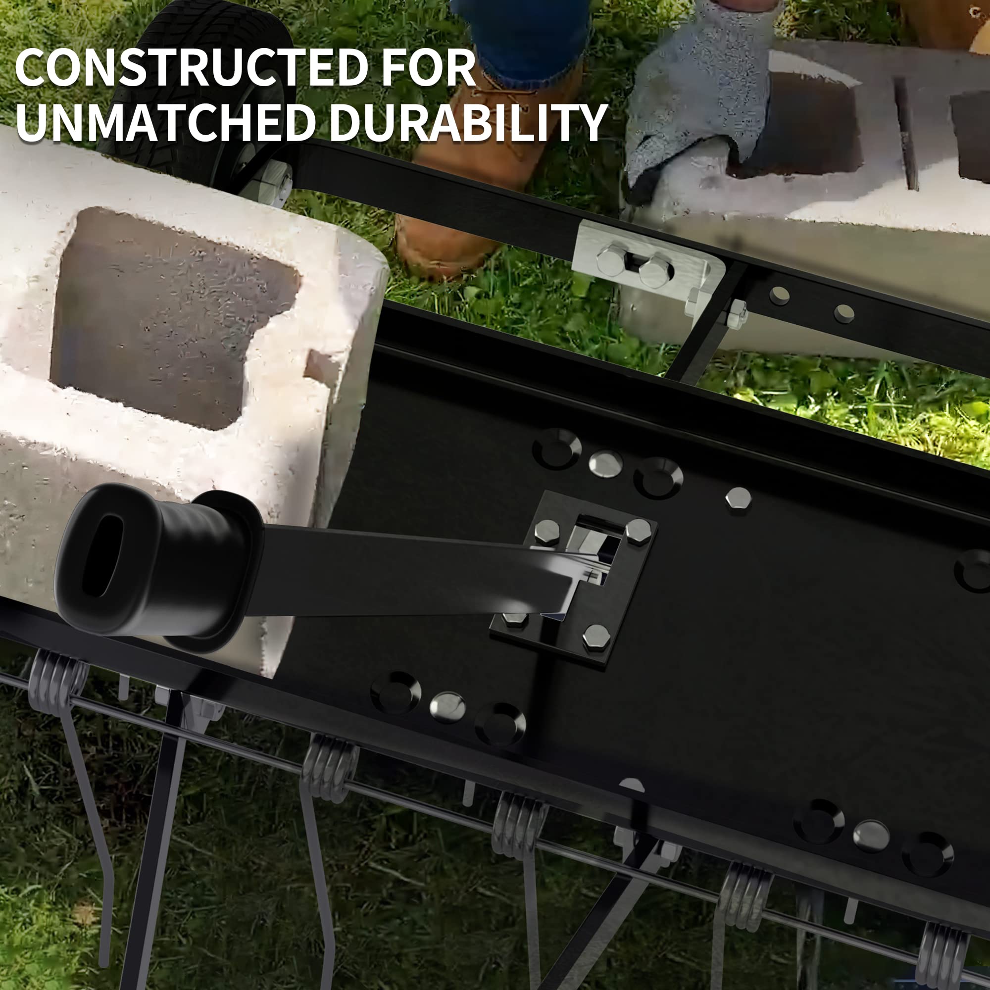 YITAMOTOR rubber-wheeled design follows lawn contours for even dethatching