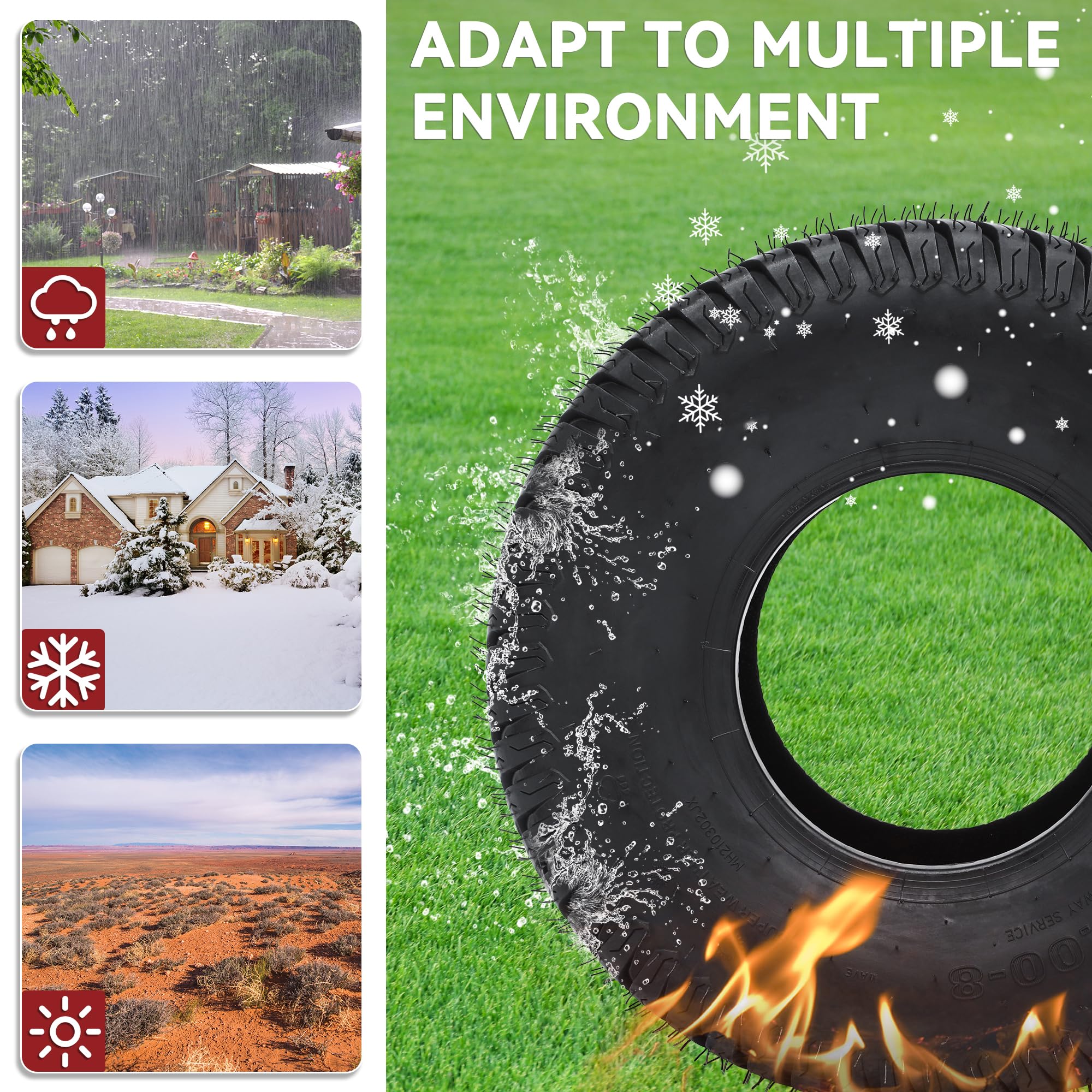 YITAMOTOR tread pattern image emphasizes turf-friendly grip and reduced ground damage.