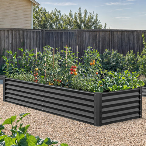 YITAHOME galvanized raised garden bed side view highlighting easy reach while gardening