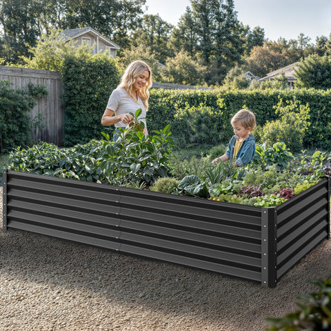YITAHOME large metal planter box ready for herbs and flowers in outdoor spaces