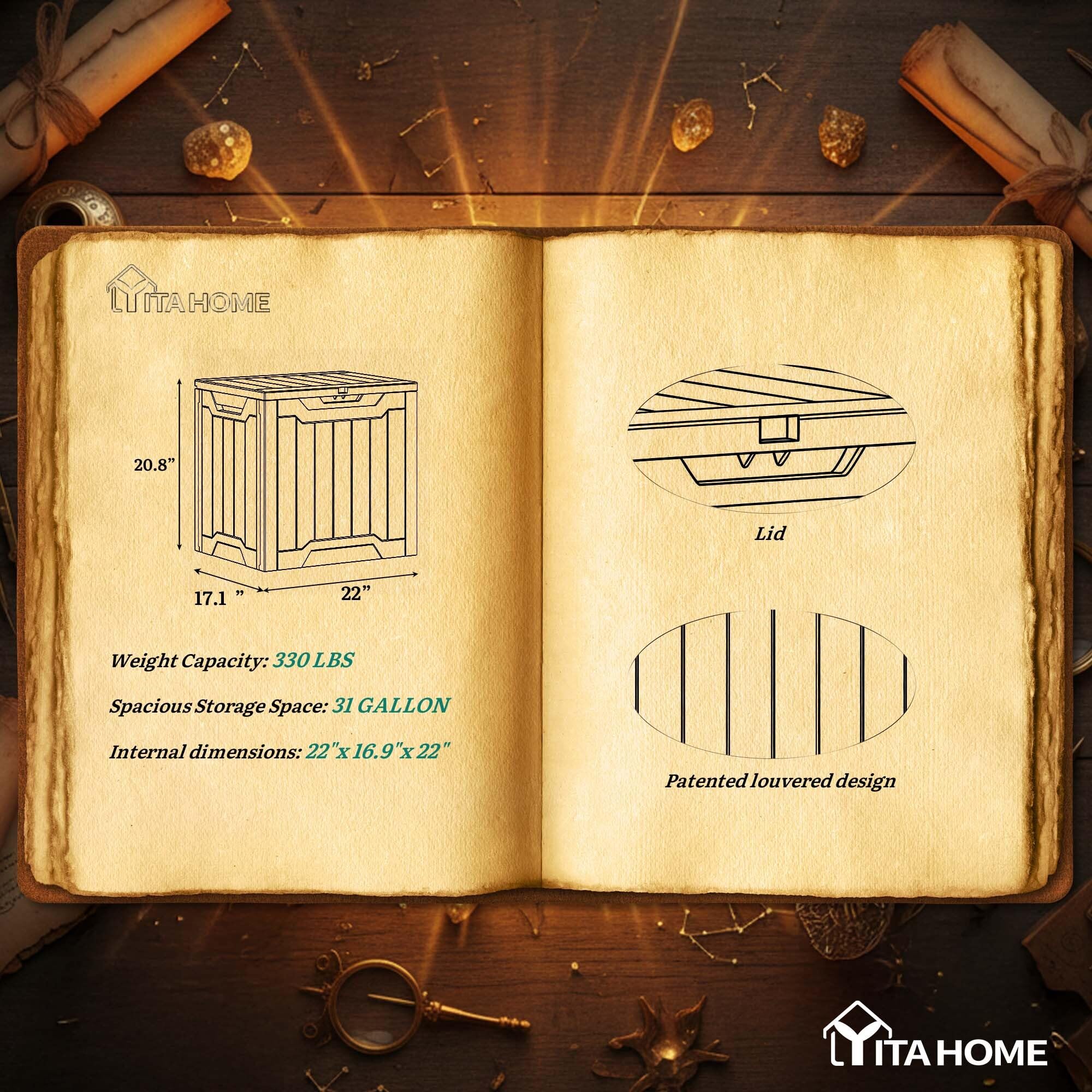 YITAHOME lock-ready lid illustrates security option for outdoor items