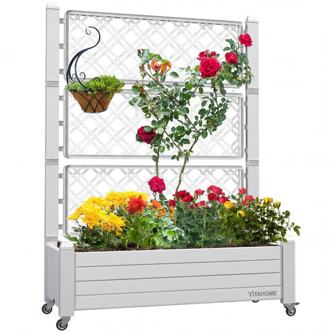YITAHOME planter box with trellis overview showing vertical garden potential on patios.