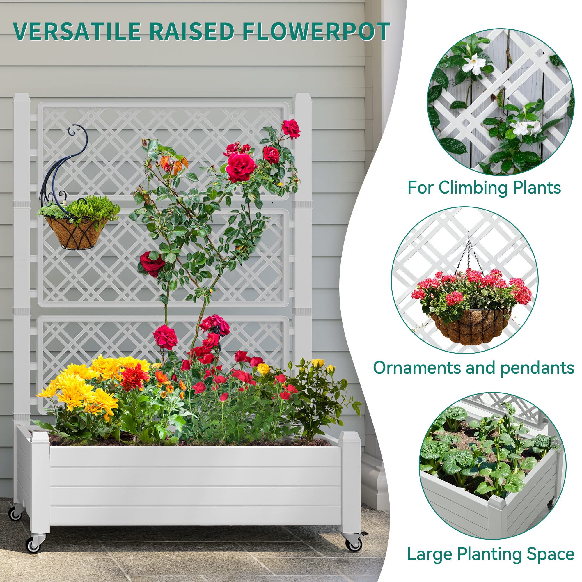 YITAHOME planter on four swivel wheels demonstrates easy mobility outdoors.