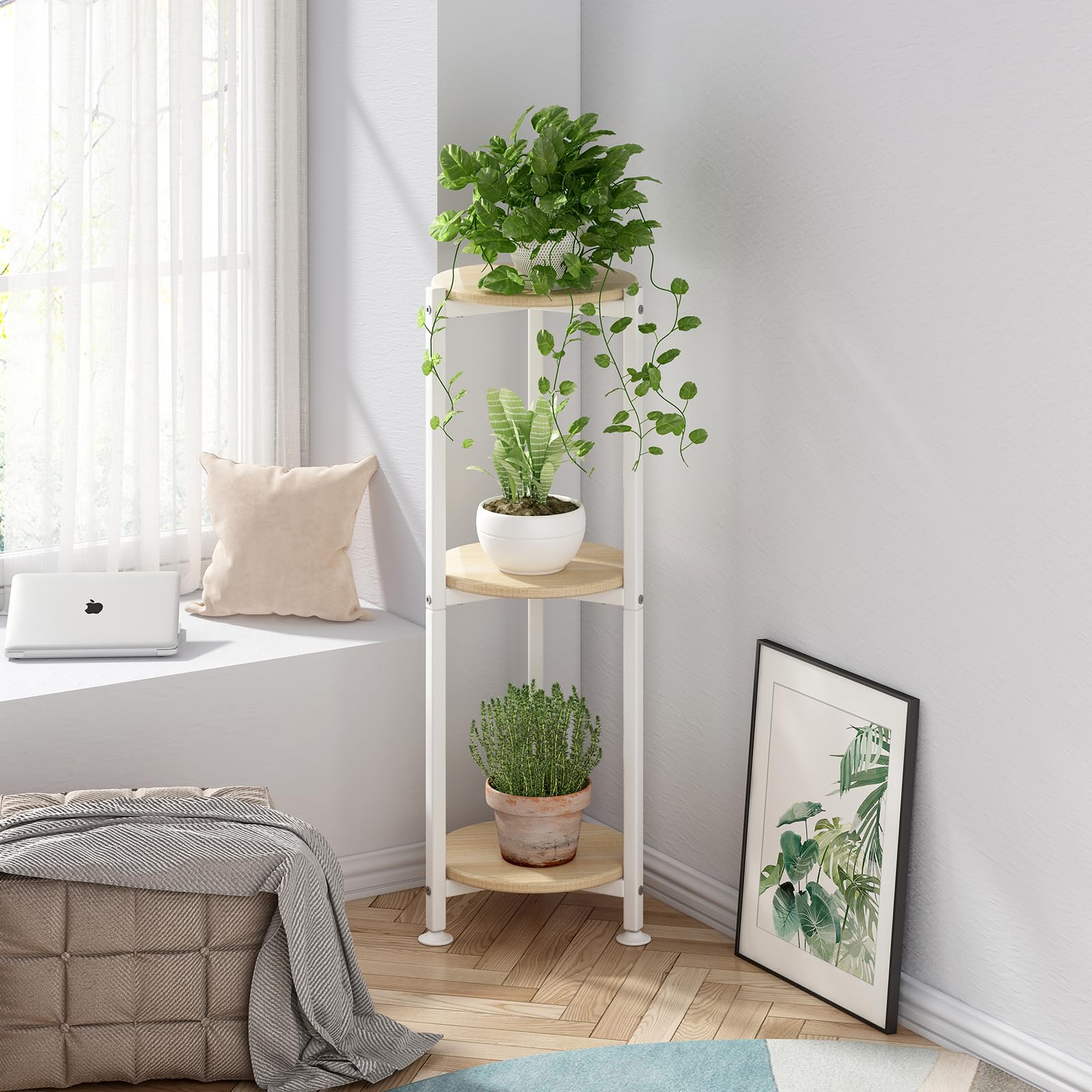 YIZAIJIA plant stand in living room, elevates greenery and decor.