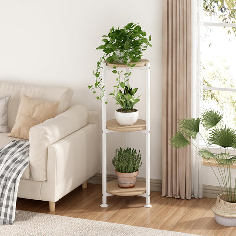 YIZAIJIA plant stand, side view, compact organizer for plants and décor.