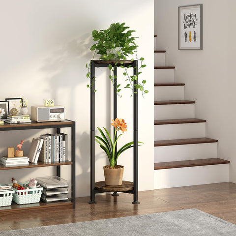 YIZAIJIA living room display setup with two shelves for plants and decor.