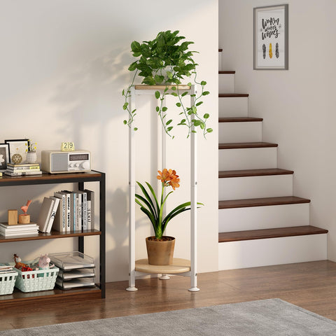 YIZAIJIA plant stand showcases potted flowers with ample space and bright lighting