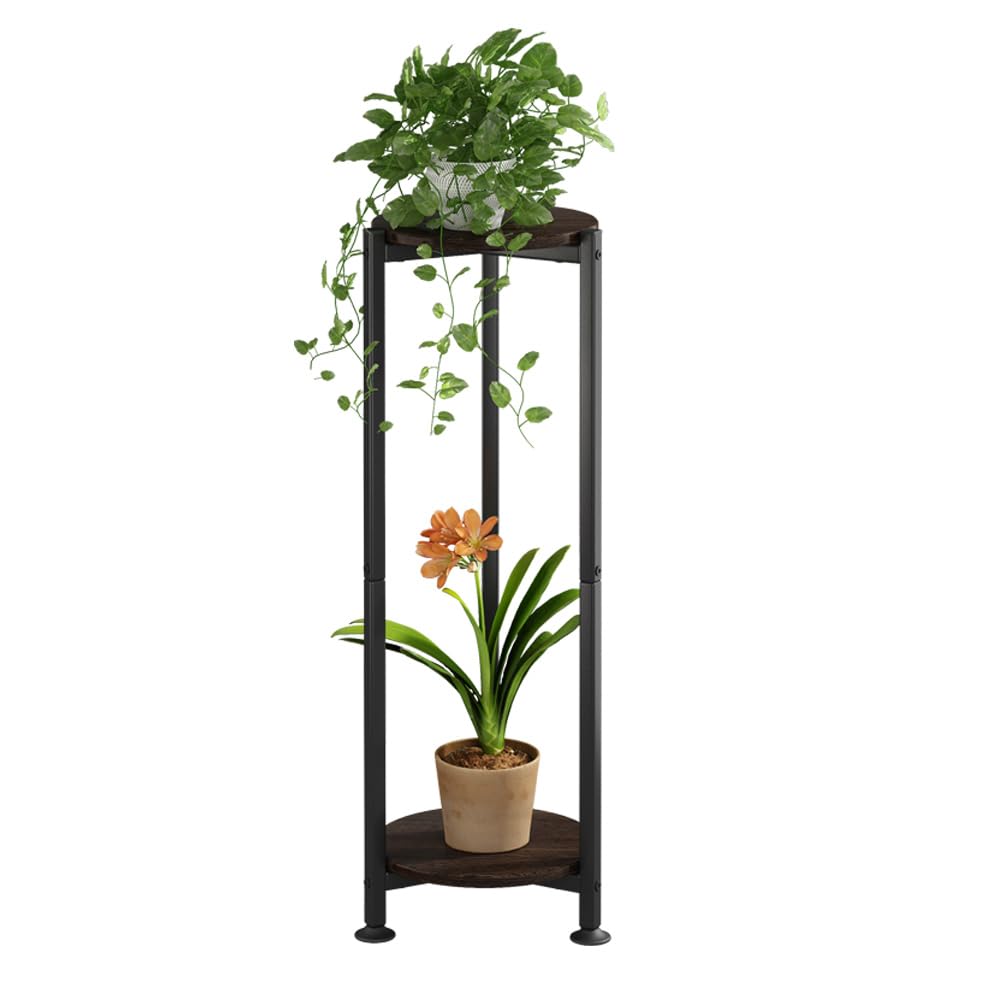 YIZIAIJIA 2-tier plant stand front view with sturdy metal frame