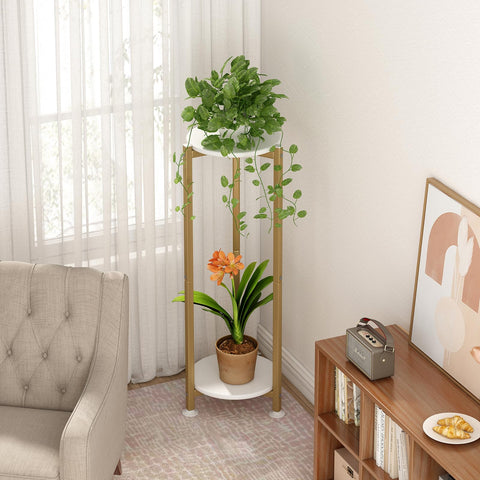 YIZAIJIA two-tier plant stand in living room setup.