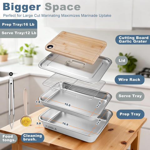 YJHOLE shallow stainless steel tray with lid for quick prep and serving