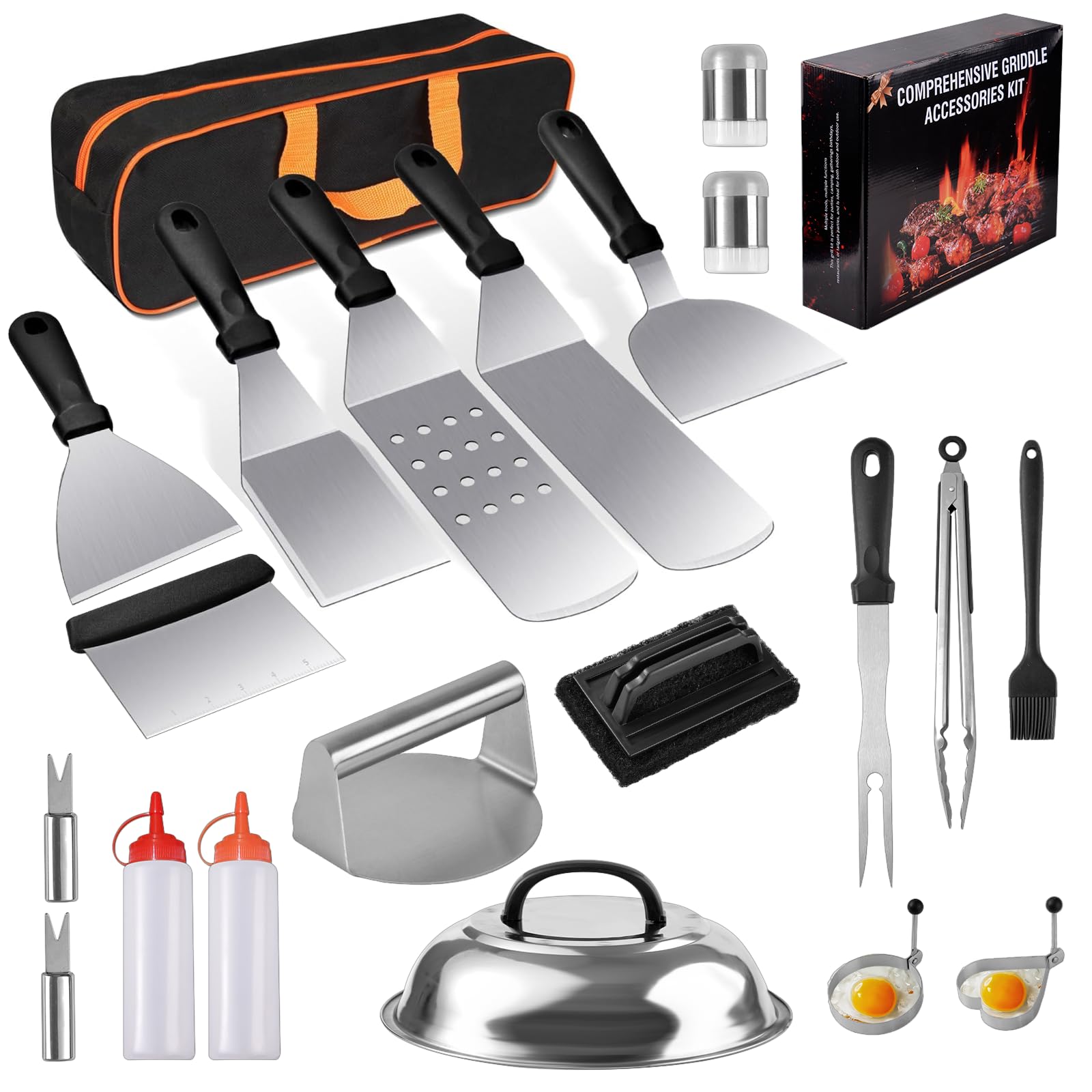 YJHOLE long griddle spatula for precise flipping on Blackstone griddles