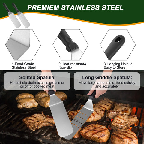YJHOLE slotted spatula to drain fat while grilling vegetables