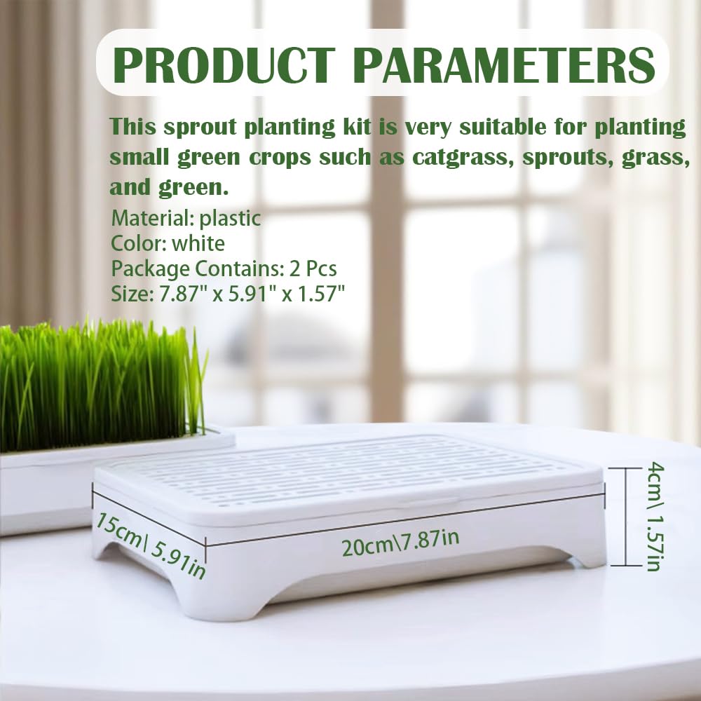 YjiaYjiaY cat grass planter 2-pack side view showing detachable compartments for easy cleaning