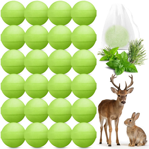 YJOO 24-pack deer repellent balls packaging ready for outdoor use to protect plants.