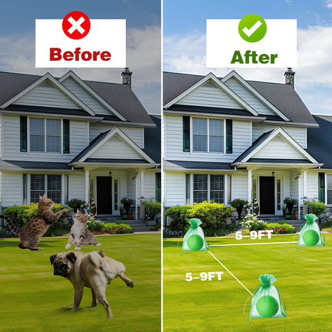 YJOO deterrent balls in a garden shot showing outdoor protection