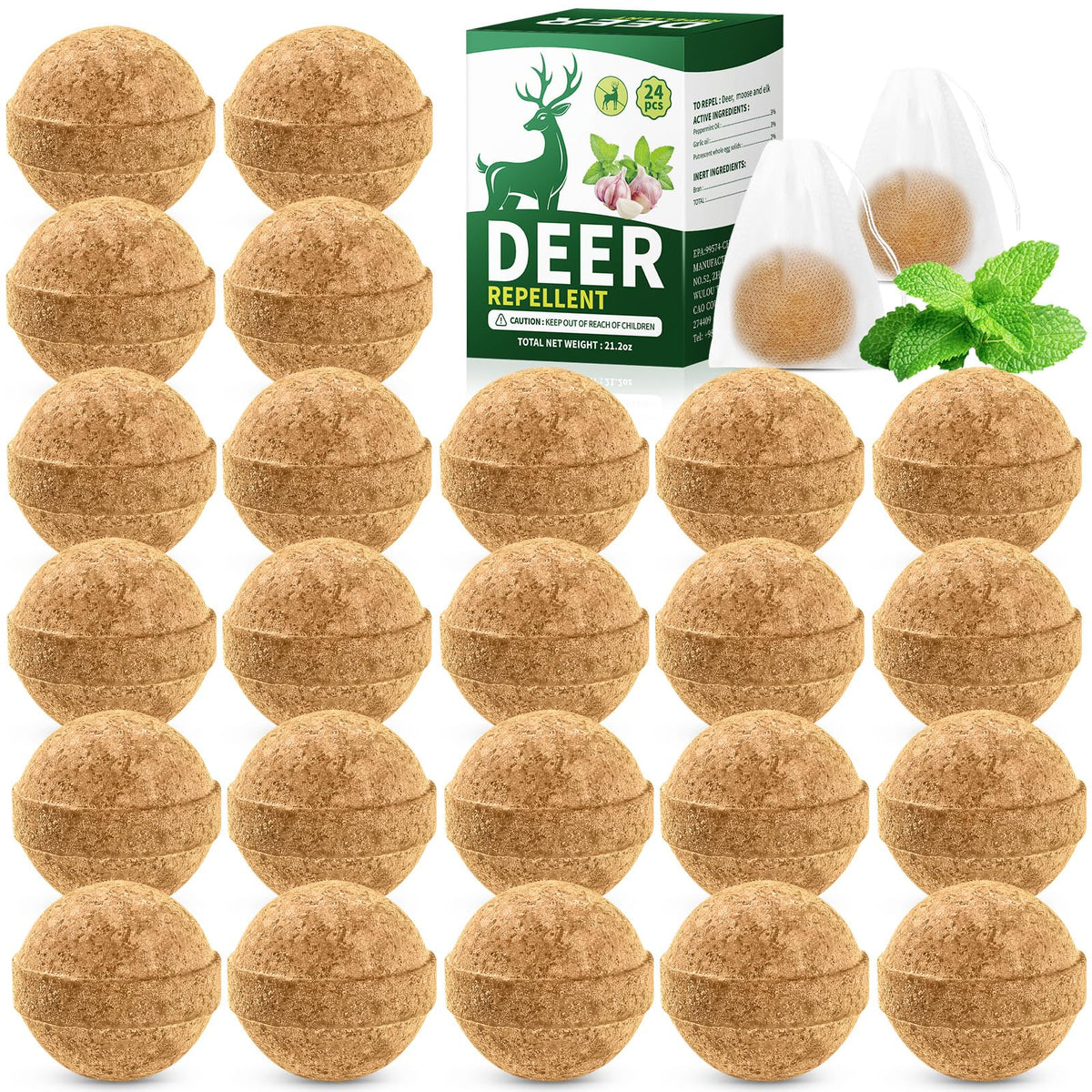 YJOO deer and rabbit repellent packaging with 24 balls for gardens