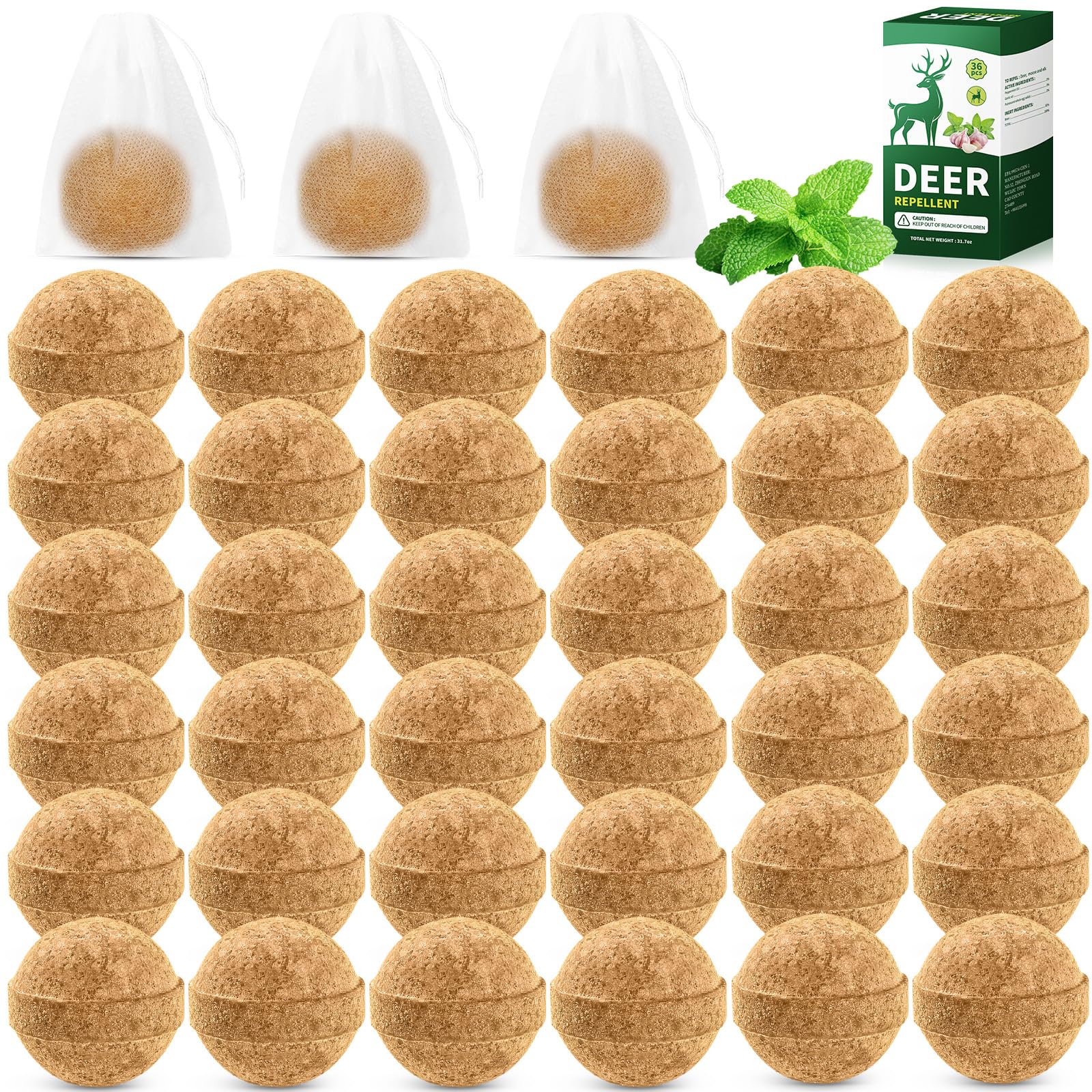 YJOO deer rabbit repellent balls 36-pack protect plants safely.