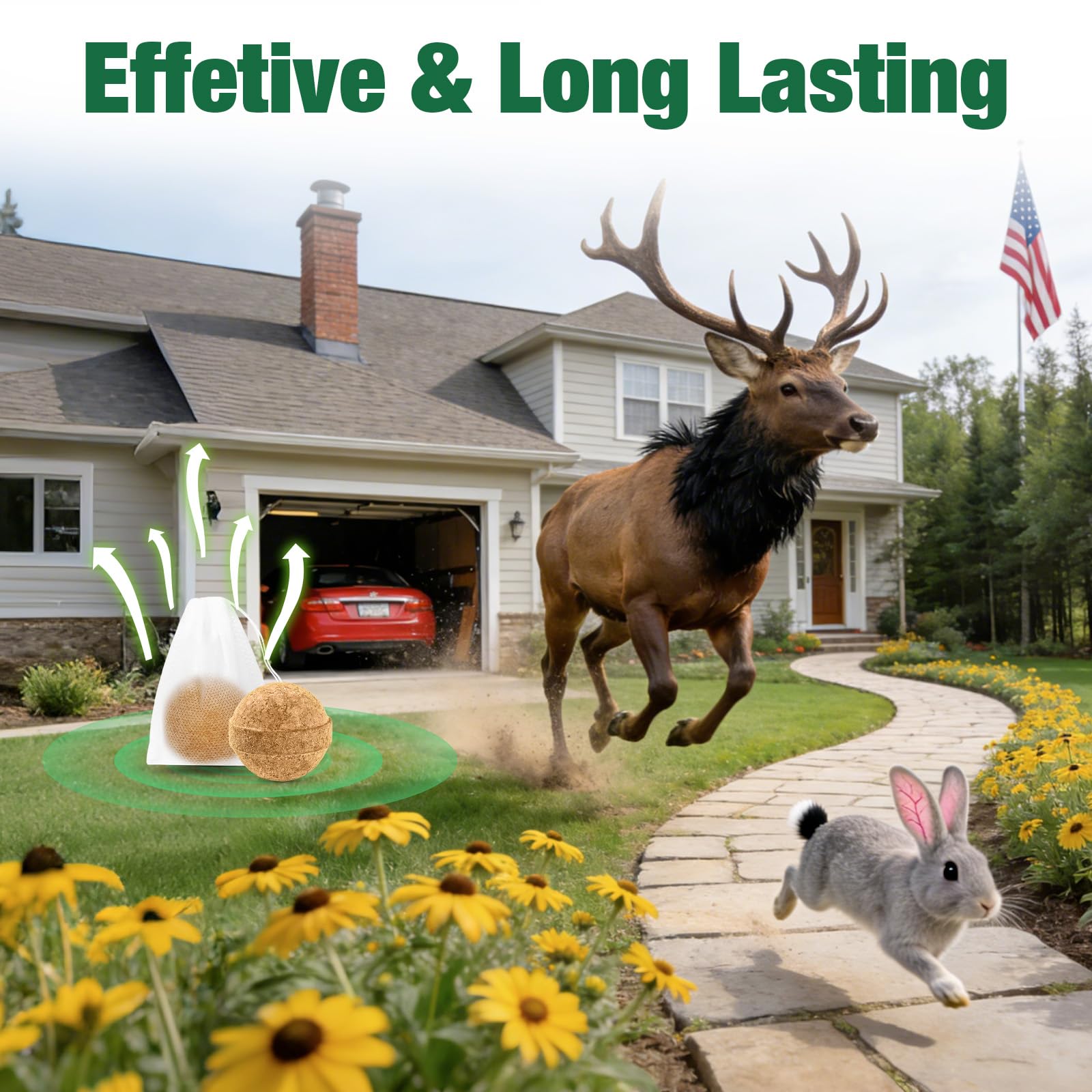 YJOO repellent near trees protects yard from deer and rabbits