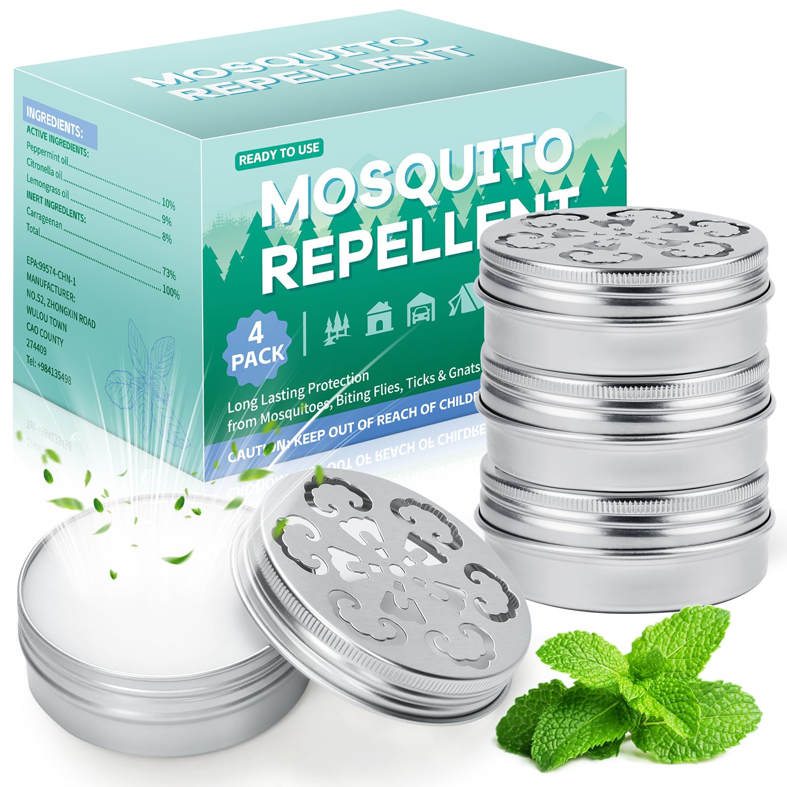 YJOO Mosquito Repellent packaging showing natural peppermint formula for summer protection