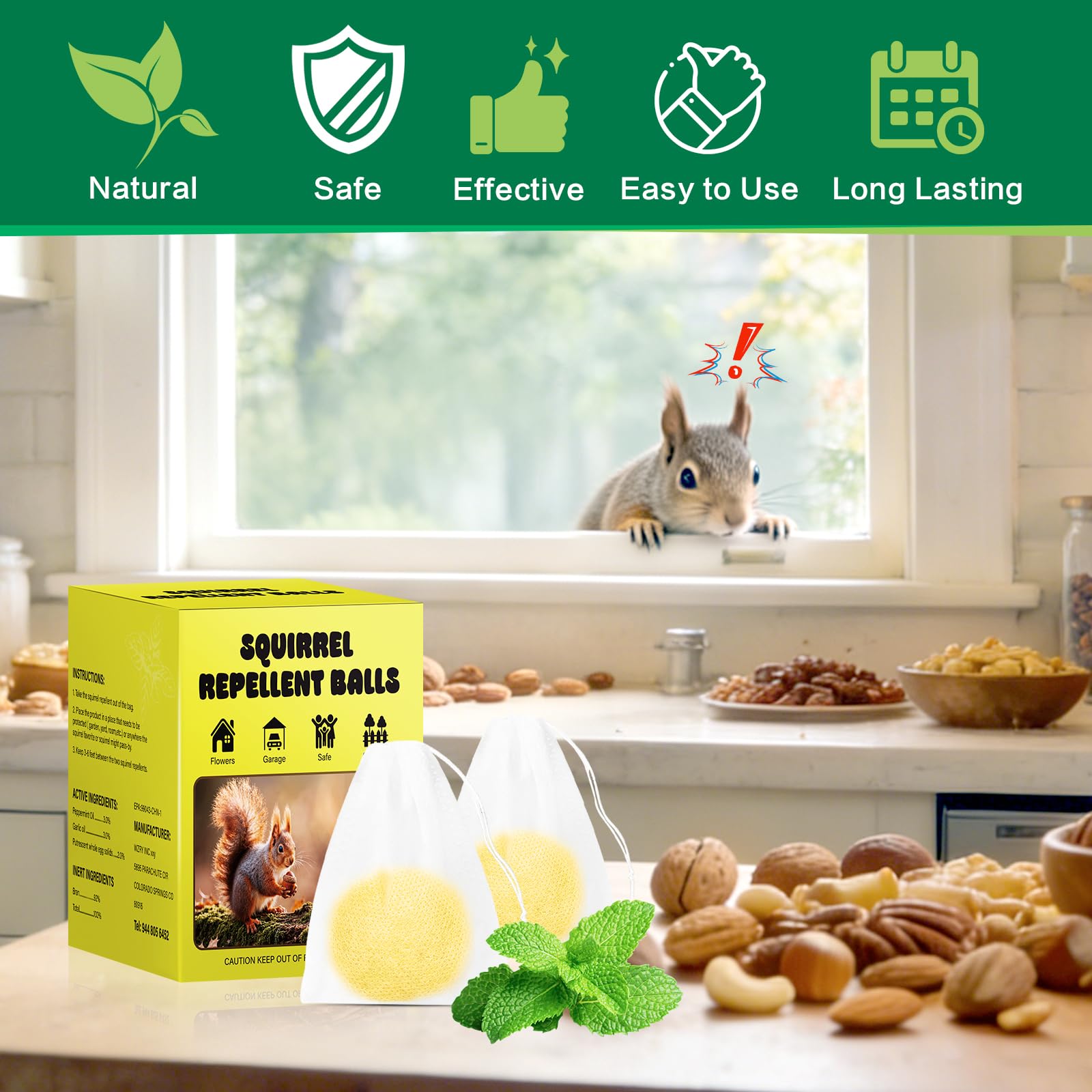 YJOO peppermint odor deterrent balls keep squirrels away from plants.