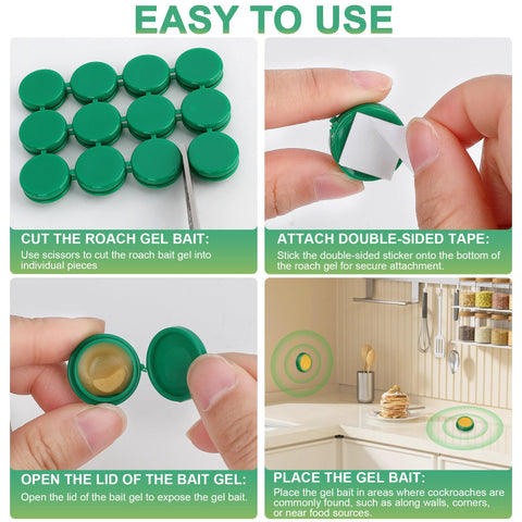 YJOO Roach Bait gel dispensing illustrates bait spreading inside the nest