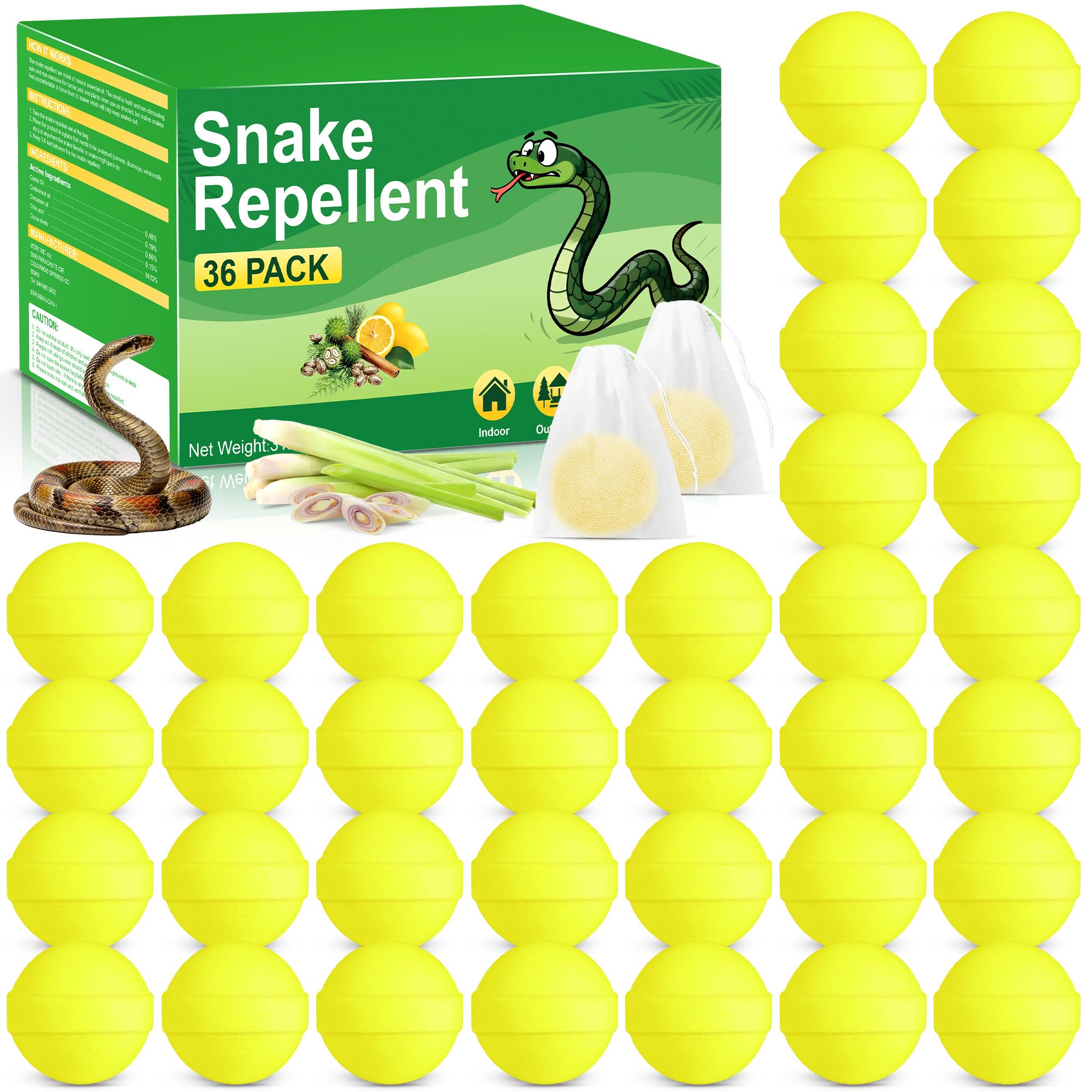 YJOO Snake Away outdoor repellent packs protect yards from snakes.