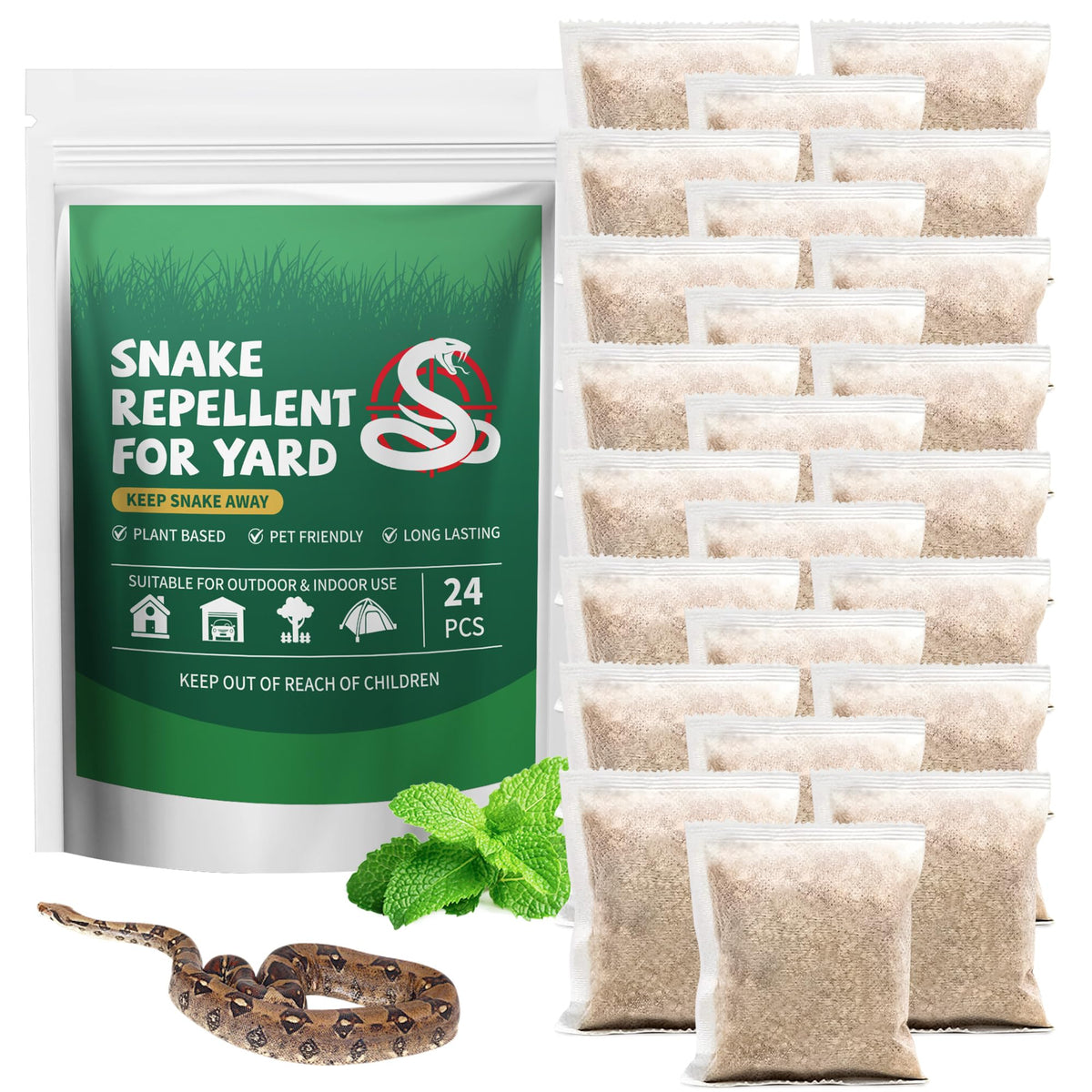 YJOO snake repellent 24-pack packaging shown for long-lasting protection