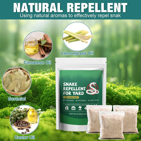 YJOO Snake Repellent sachets close-up demonstrating easy-to-place outdoor protection