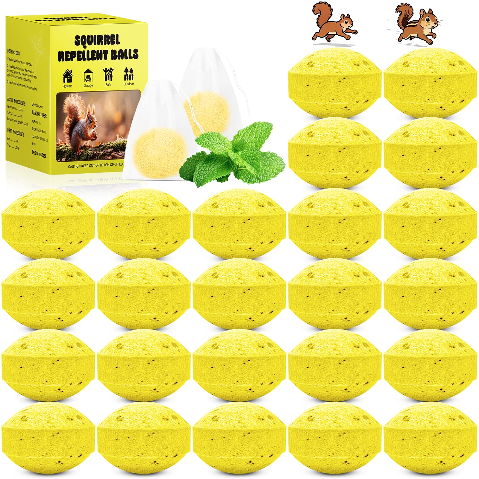 YJOO Squirrel-Chipmunk Repellent Balls for outdoor use deter rodents safely.