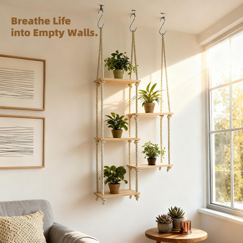 YJREW boho decor wood and cotton rope adds earthy charm to any room.