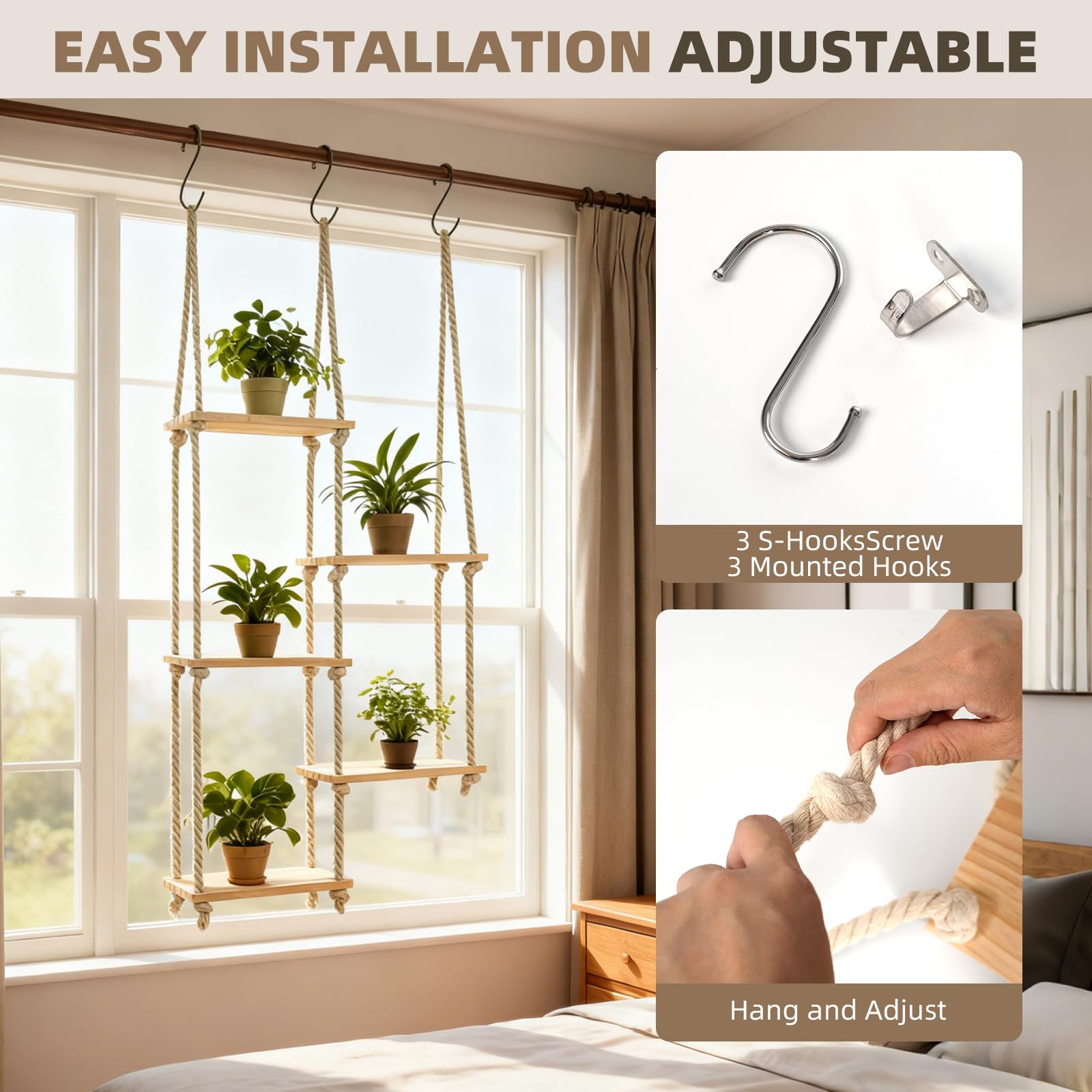 YJREW indoor wall decor multiuse shelf holds plants and treasures.