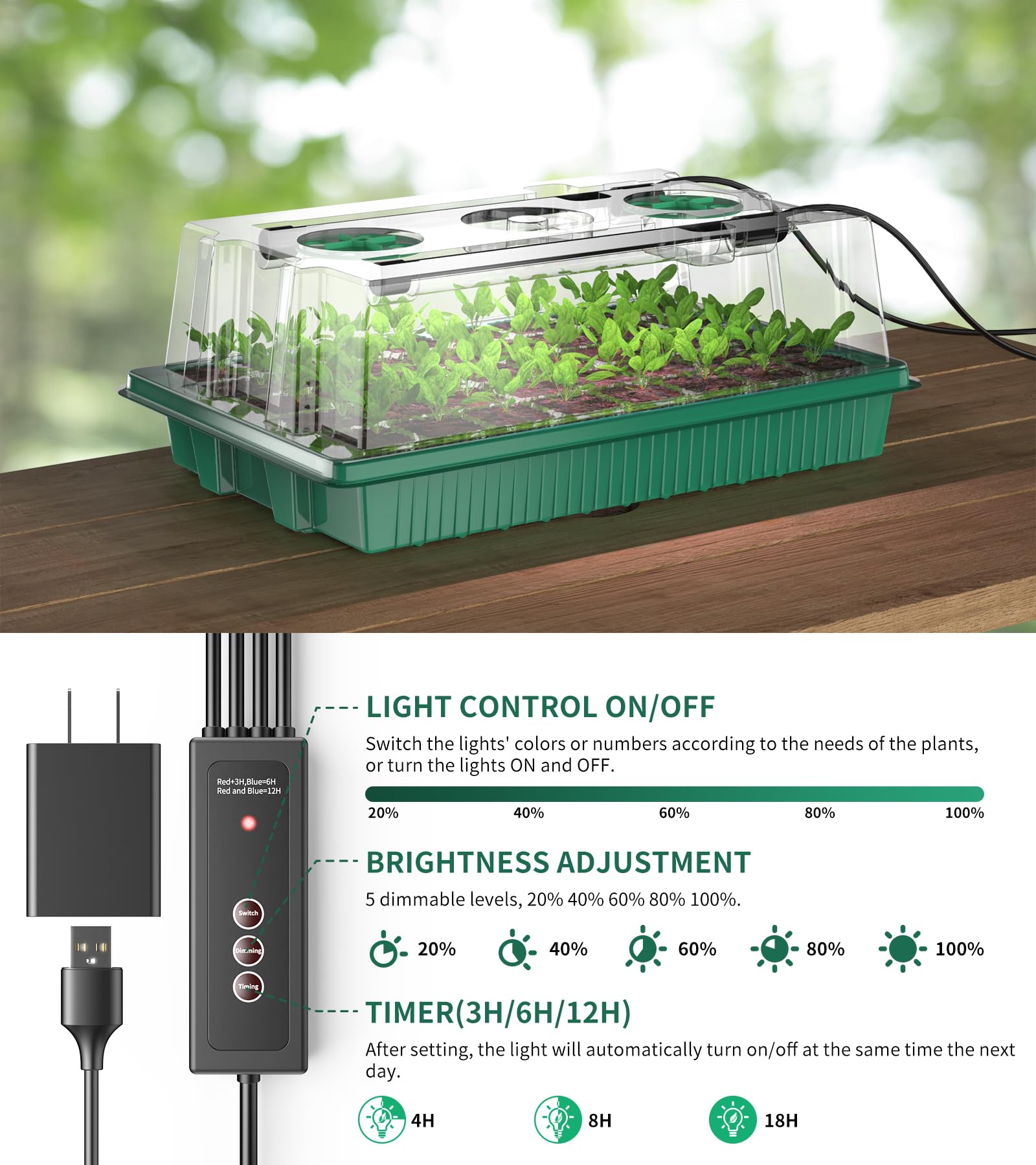 YJXFON humidity dome with adjustable vents for controlled moisture