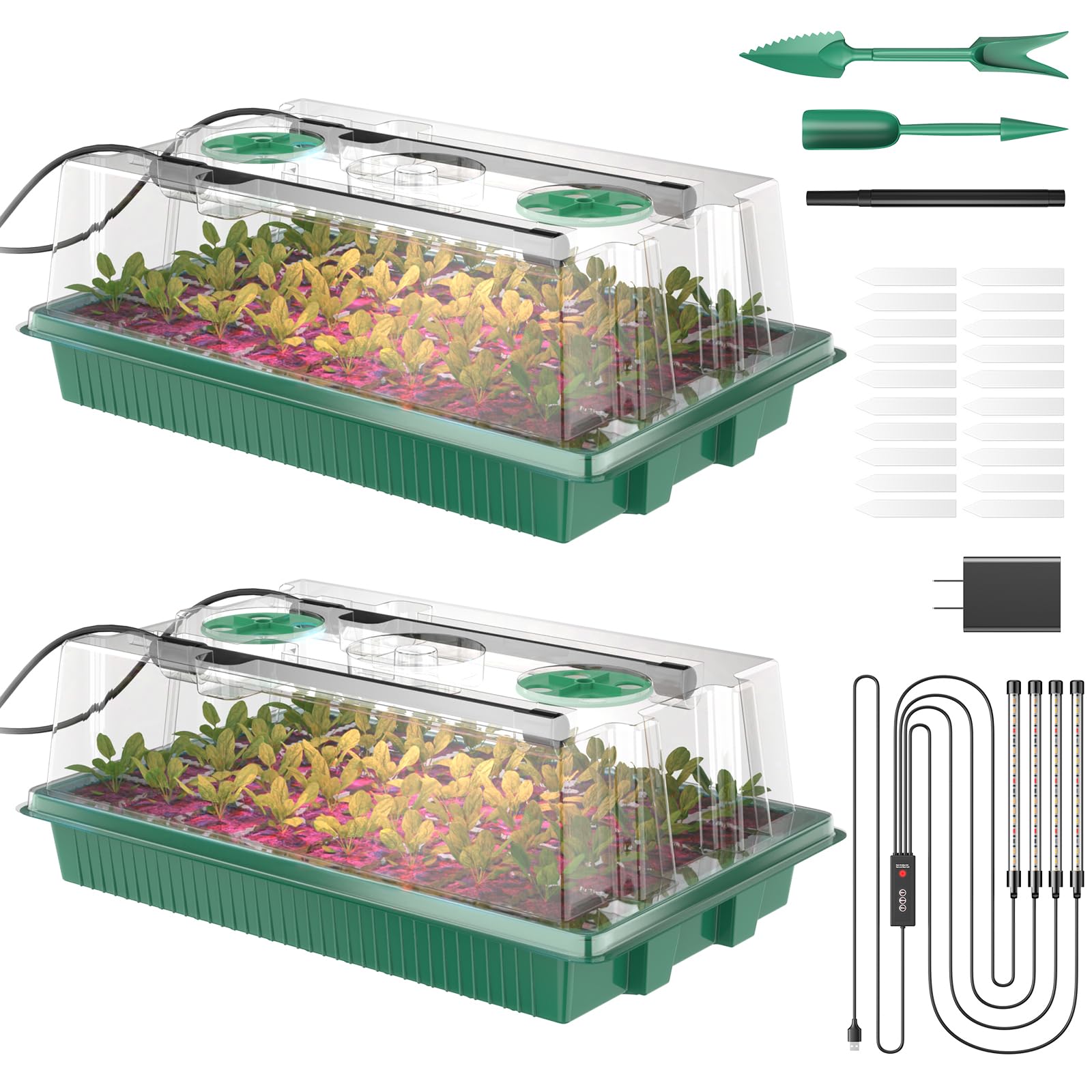 YJXFON seed starter tray with 80 cells and grow lights for indoor germination