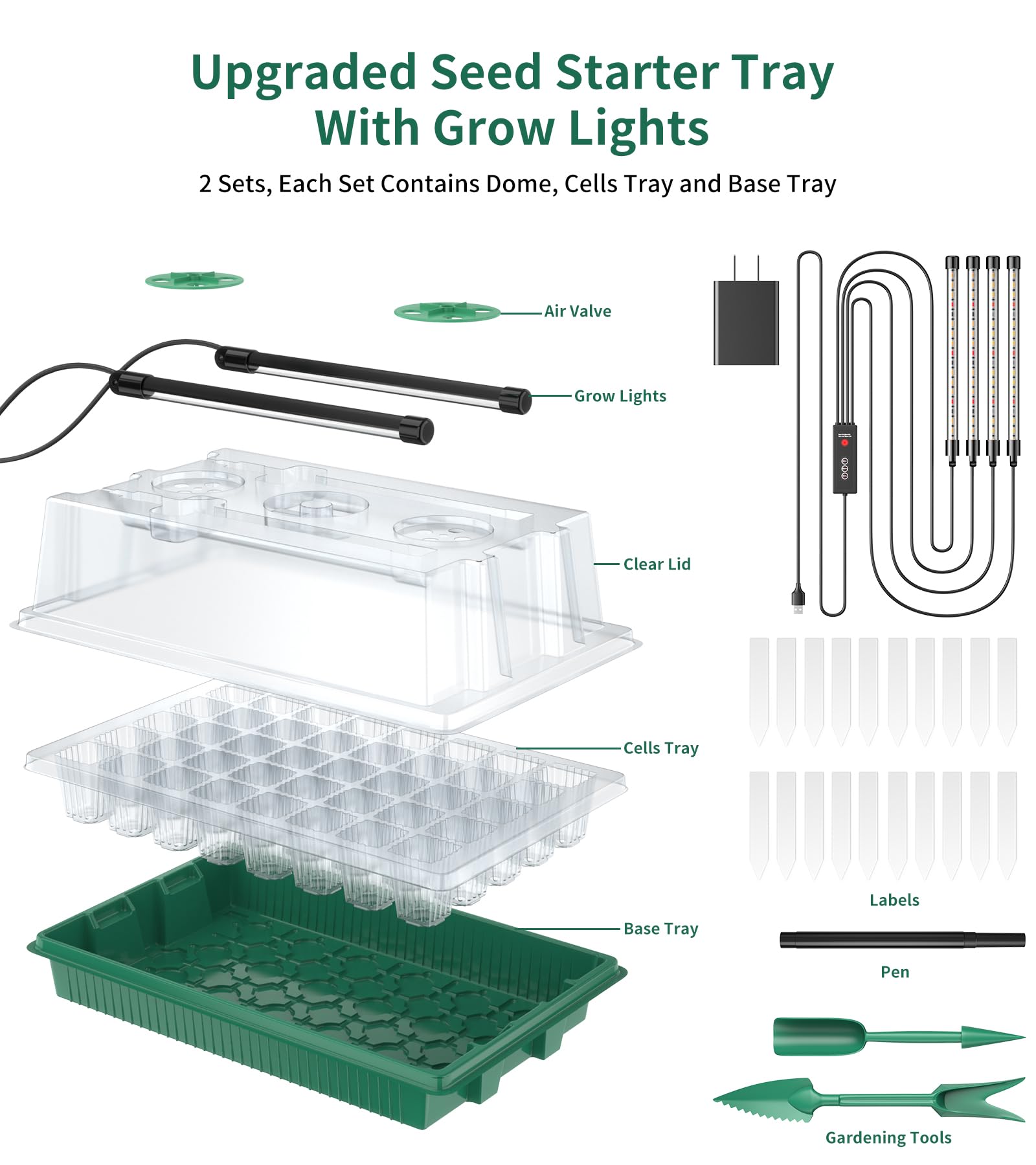 YJXFON two-pack seed starter kit base tray set